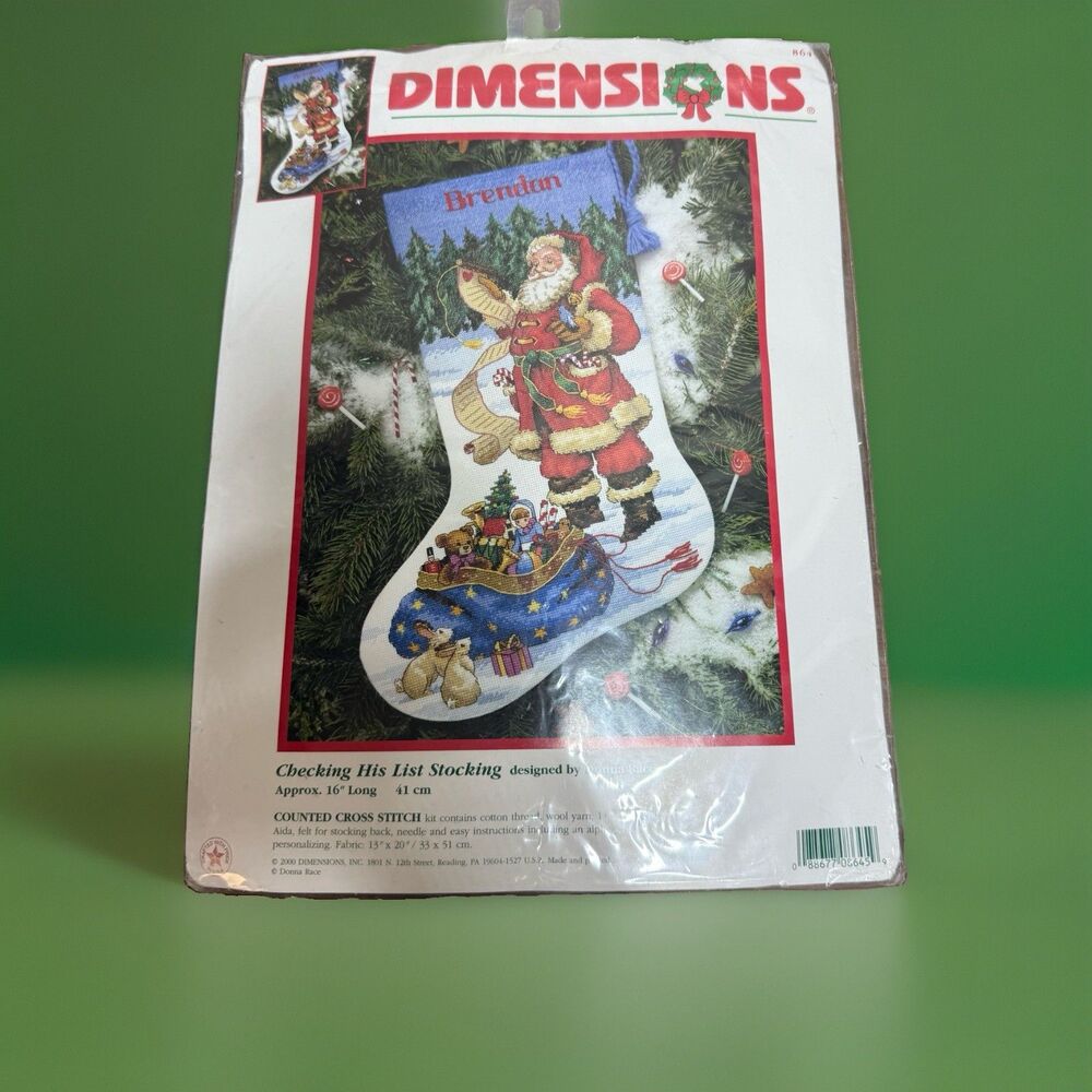DIMENSIONS Checking His List Stocking counted cross stitch #8645 New